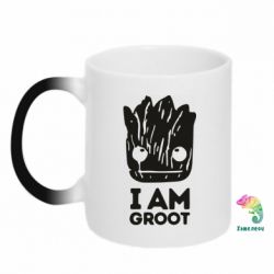 Чашка-хамелеон I am Groot text - PrintSalon
