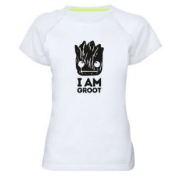 Женская футболка для спорта I am Groot text - PrintSalon