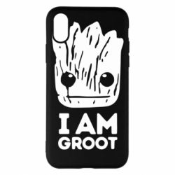 Чехол для iPhone X/Xs I am Groot text - PrintSalon