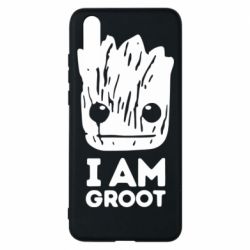 Чехол для Huawei P20 I am Groot text - PrintSalon