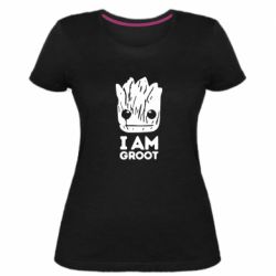 Женская премиум футболка I am Groot text - PrintSalon