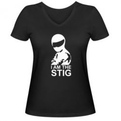 Женская футболка с V-образным вырезом I am the Stig - PrintSalon