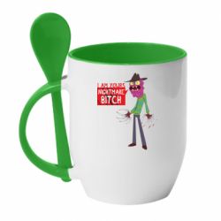 Чашка с ложкой I am yours nightmare BITCH - PrintSalon