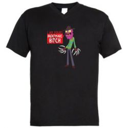 Мужская футболка  с V-образным вырезом I am yours nightmare BITCH - PrintSalon