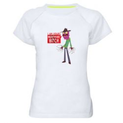 Женская футболка для спорта I am yours nightmare BITCH - PrintSalon