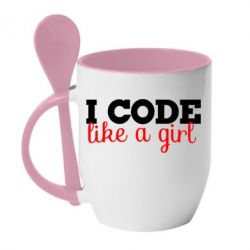 Чашка с ложкой I code like a girl - PrintSalon