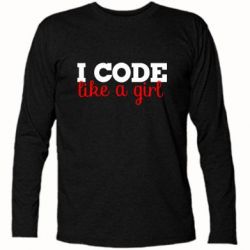 Футболка с длинным рукавом I code like a girl - PrintSalon