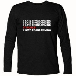 Футболка с длинным рукавом I hate programming - PrintSalon