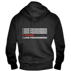 Мужское худи на молнии I hate programming - PrintSalon