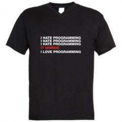 Мужская футболка  с V-образным вырезом I hate programming - PrintSalon