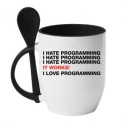 Чашка с ложкой I hate programming - PrintSalon