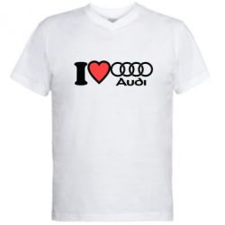 Мужская футболка  с V-образным вырезом I love audi - PrintSalon
