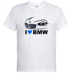 Мужская футболка  с V-образным вырезом I love BMW 2 - PrintSalon