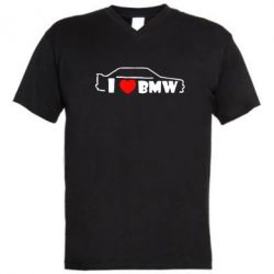 Мужская футболка  с V-образным вырезом I love BMW - PrintSalon