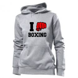 Женское худи I love boxing - PrintSalon