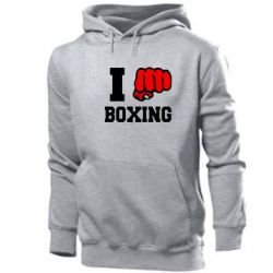 Мужское худи I love boxing - PrintSalon