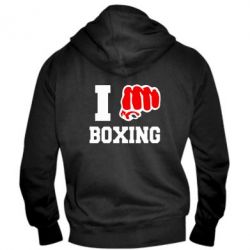 Мужское худи на молнии I love boxing - PrintSalon