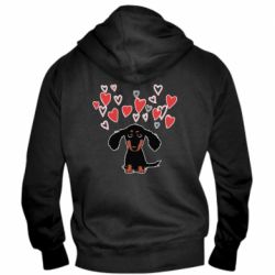 Мужское худи на молнии I love dachshund - PrintSalon