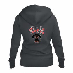 Женское худи на молнии I love dachshund - PrintSalon