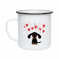 Кружка эмалированная I love dachshund - PrintSalon