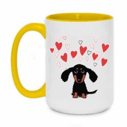 Чашка двухцветная 420ml I love dachshund