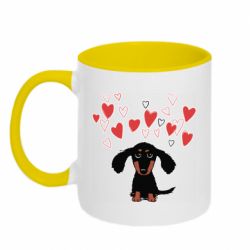 Чашка двухцветная 320ml I love dachshund