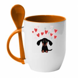 Чашка с ложкой I love dachshund - PrintSalon