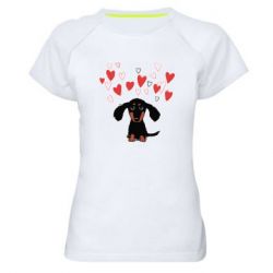 Женская футболка для спорта I love dachshund - PrintSalon