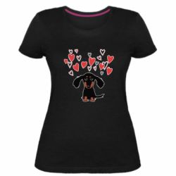 Женская премиум футболка I love dachshund - PrintSalon