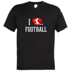 Чоловіча футболка з V-подібним вирізом I love football - PrintSalon