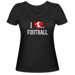 Жіноча футболка з V-подібним вирізом I love football - PrintSalon