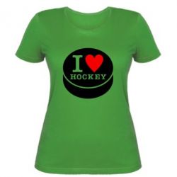 Женская футболка I love hockey - PrintSalon