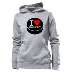 Женское худи I love hockey - PrintSalon