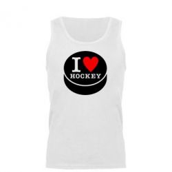 Мужская майка I love hockey - PrintSalon
