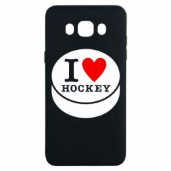 Чехол для Samsung J7 2016 I love hockey - PrintSalon