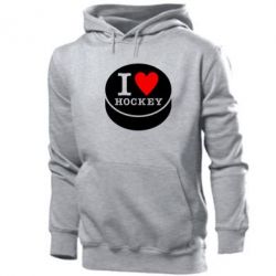 Мужское худи I love hockey - PrintSalon