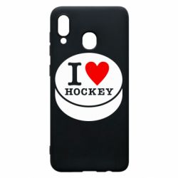 Чехол для Samsung A20 I love hockey - PrintSalon