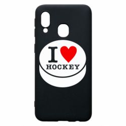 Чехол для Samsung A40 I love hockey - PrintSalon