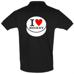 Мужское поло I love hockey - PrintSalon