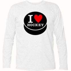 Футболка с длинным рукавом I love hockey - PrintSalon