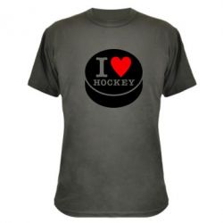 Камуфляжная футболка I love hockey - PrintSalon