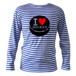 Тельняшка с длинным рукавом I love hockey - PrintSalon