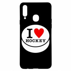 Чехол для Samsung A20s I love hockey - PrintSalon