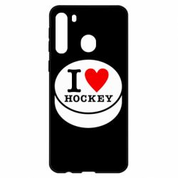 Чехол для Samsung A21 I love hockey - PrintSalon