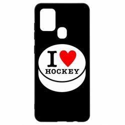 Чехол для Samsung A21s I love hockey - PrintSalon