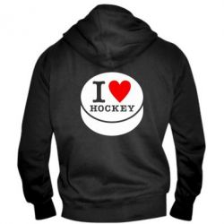 Мужское худи на молнии I love hockey - PrintSalon