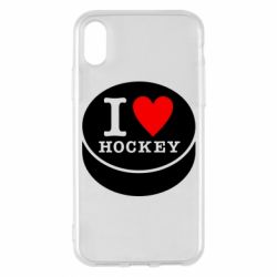 Чехол для iPhone X/Xs I love hockey - PrintSalon