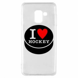 Чехол для Samsung A8 2018 I love hockey - PrintSalon