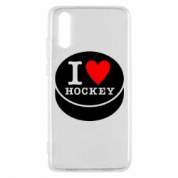 Чехол для Huawei P20 I love hockey - PrintSalon