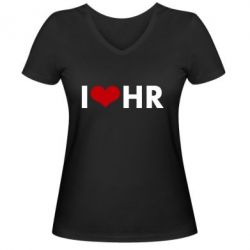 Женская футболка с V-образным вырезом I love HR - PrintSalon